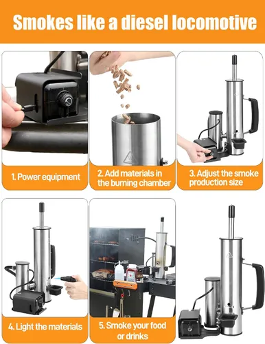 Vista 8 de Tubo de humo para actualización de ahumador de pellets, generador de humo frío para parrilla de gas, ahumador eléctrico inalámbrico portátil