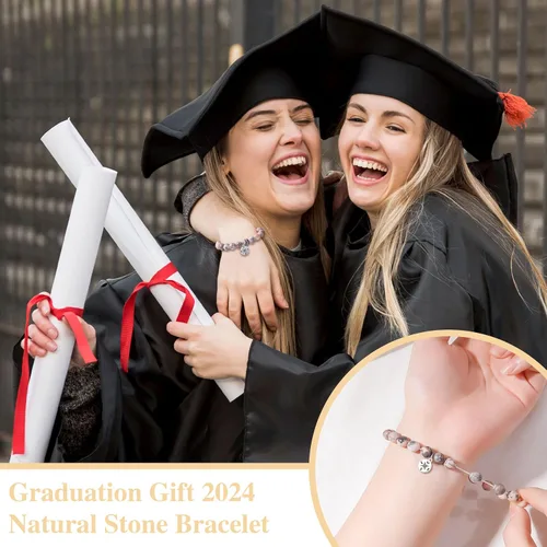 Vista 10 de 2024 Graduation Gifts for Her Him Natural Stone Bracelet Class of 2024 High School College Graduation Gift for Women Men