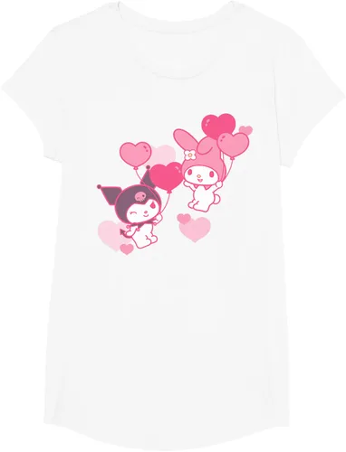 Vista 25 de Camiseta de My Melody y Kuromi con corazones del Día de San Valentín Negro