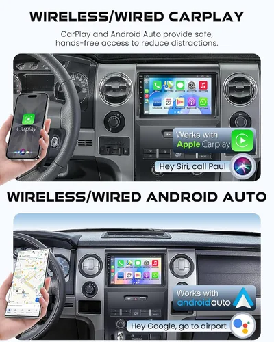 Vista 3 de para Ford F150 2009-2014 4+64 Android 13 Radio de Coche, Estéreo de Coche con Pantalla Táctil IPS de 9 Pulgadas con Carplay/Android Auto