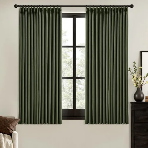 Vista 28 de MIULEE - Cortinas de lino beige con pliegues a presión 100% opacas para dormitorio, cortinas de ventana con memoria y bloqueo de luz para oscurecer