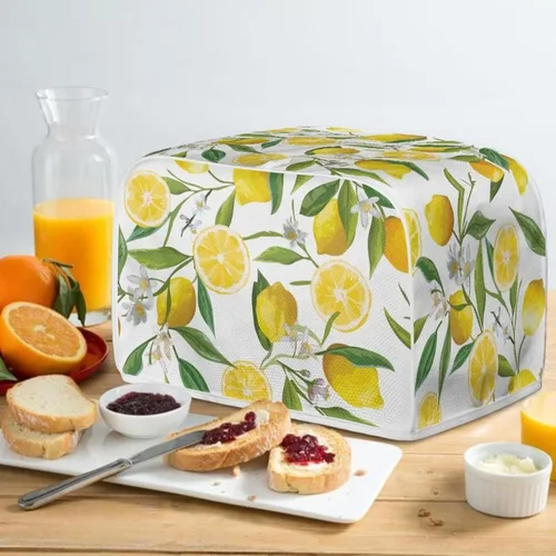 Vista 5 de Cubierta para tostadora de limón floral para horno tostador de pan de 2 rebanadas, protector de electrodomésticos pequeños a prueba de polvo