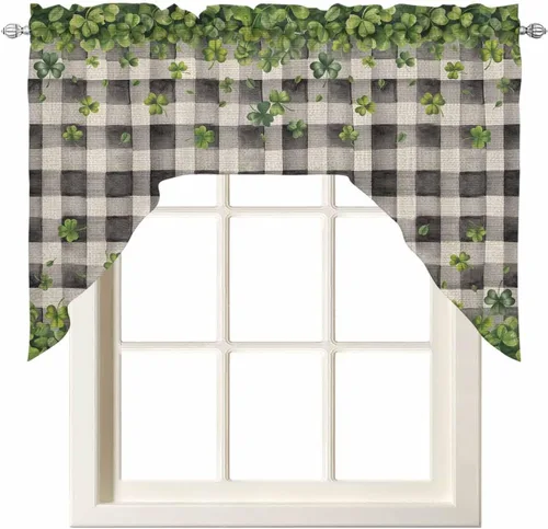 Vista 9 de Cortinas de cocina con cenefa de Pascua, cenefa con bolsillo para barra, paneles de cortina para dormitorio, sala de estar, baño, cafetería