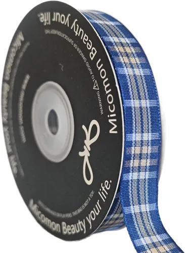 Vista 15 de Cinta a cuadros de guinga – 25 yardas, rojo y azul (3/8 pulgadas) para decoración de Navidad y embalaje de regalo Redblue