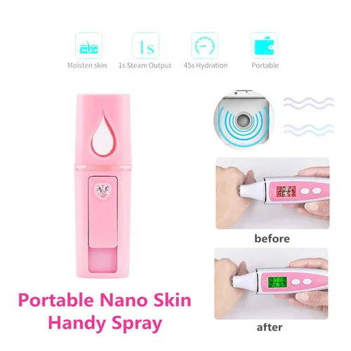 Vista 6 de Nano Facial Vapor Mist Spray Extensiones de pestañas Limpieza de poros Agua SPA Hidratante Rociador Facial Hidratante USB Recargable Mini