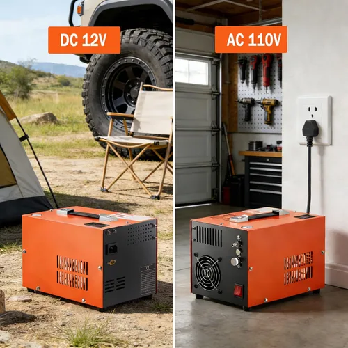 Vista 3 de Compresor de aire PCP, compresor de tanque de buceo de 4500PSI/30Mpa, compresor de pistola de aire PCP DC12V/AC110V parada manual, bomba