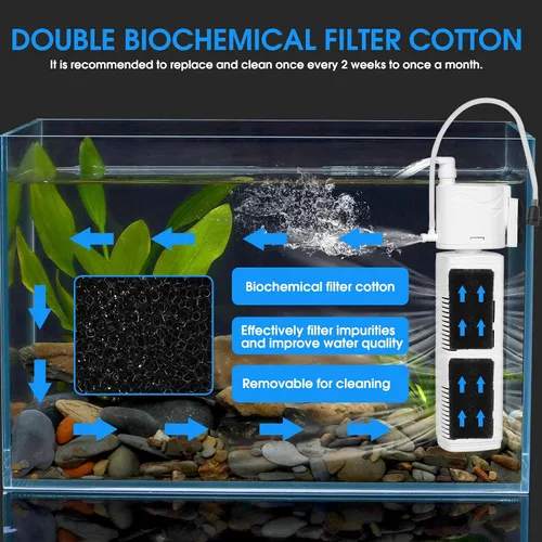 Vista 3 de El filtro de tanque de peces es adecuado para acuarios de 10-40 galones, filtrado/oxigenado/circulación de agua. Filtro bioquímico incorporado