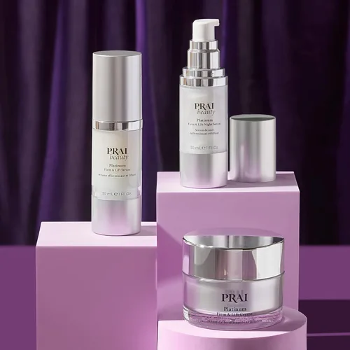 Vista 2 de PRAI Beauty Platinum Serum and Creme Duo - Suero facial profundamente hidratante, antienvejecimiento y crema facial - Platino rico en antioxidantes