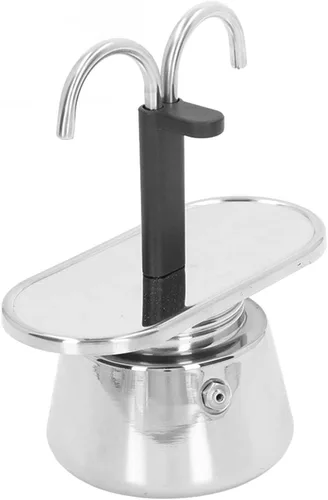 Vista 9 de Olla Moka de acero inoxidable, máquina de café expreso, olla moka de doble tubo de 3.4 fl oz, cafetera italiana y cubana con colador para café