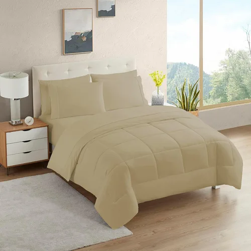 Vista 94 de Sweet Home Collection Juego de edredón de 7 piezas de color sólido para todas las estaciones, manta alternativa de plumón suave y lujosas sábanas