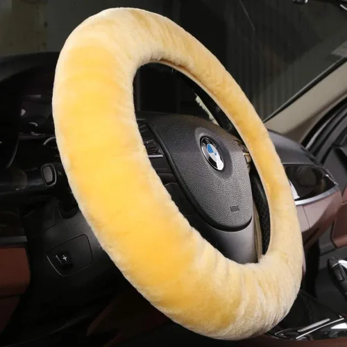 Vista 21 de Funda de volante de piel de oveja suave y esponjosa, para vehículo universal, mujeres y hombres, 14,5-15,5 pulgadas, accesorios peludos