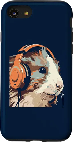 Vista 13 de iPhone 14 Funny Guinea Pig Gerbil & Headphones Case