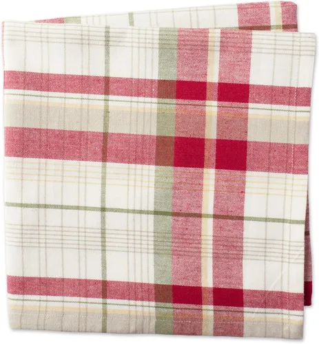 Vista 3 de DII Orchard Plaid Collection - Artículos esenciales de mesa de lino, juego de servilletas, 20x20, gris pardo/rojo, 6 piezas