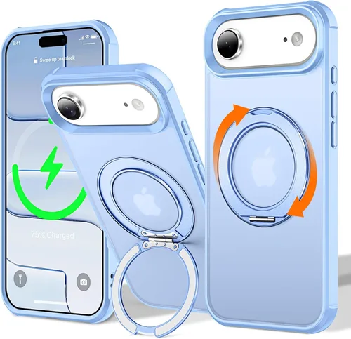 Vista 36 de UMIONE - Funda con diseño de anillo magnético giratorio de 360° para iPhone 11, soporte de bucle invisible integrado, compatible con Magsafe, funda