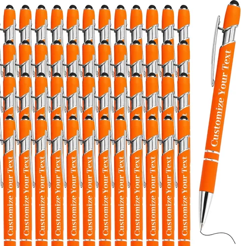 Vista 25 de Hasta 500 bolígrafos personalizados a granel con lápiz capacitivo, grabado, juego de bolígrafos con tu nombre, texto para mujeres de negocios