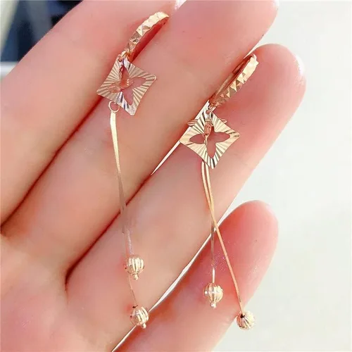 Vista 2 de SAGEKING 2024 New 14K Rose Gold Fashion Hollow Style Flower Soft Chain Tassel Earrings For Women585 Purple Gold Classic Charm Jewelry Fashion