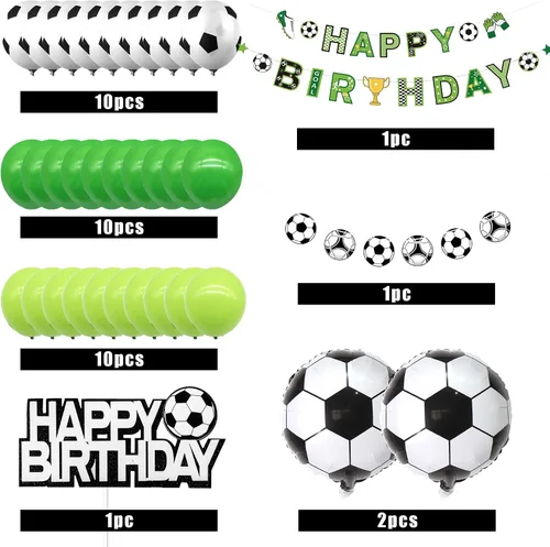 Vista 3 de Decoraciones de fiesta de cumpleaños de fútbol, globos de fútbol para hombres y niños, fiesta de cumpleaños deportiva, fiesta temática de fútbol