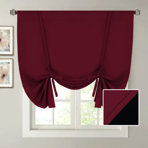 Vista 19 de H.VERSAILTEX Cortinas cortas 100% opacas para ventana de cocina, cortinas de amarre de eficiencia energética, bolsillo para barra, cubierta