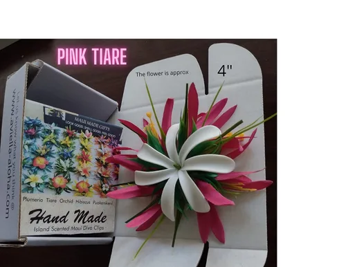 Vista 7 de Urban-n-Island - Tiare Luau hecho a mano, accesorios de flores hawaianas para el cabello, peine tropical para novias, playa, boda, diadema de flores