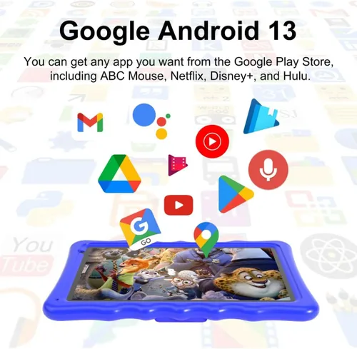 Vista 6 de BYYBUO Tableta para niños de 10 pulgadas, Tabletas Android 13 para niños, Tableta Google con 4GB RAM y 32GB ROM (Azul Claro)