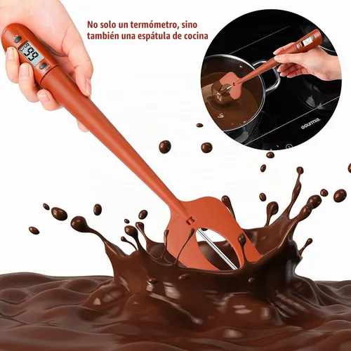 Vista 5 de Efeng Espátula de termómetro de caramelo, termómetro digital de cocina con clip para olla, espátula de silicona con termómetro para carne, lectura