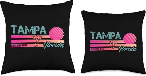 Vista 3 de Florida Native Resident Sunshine State Souvenir Tampa Florida State Fan - Almohada de recuerdo, 16 x 16 pulgadas, multicolor