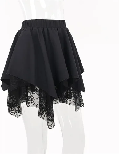 Vista 5 de TOMETO STAR Faldas irregulares de malla para mujer, con cremallera de pentagrama, punk gótica, oscuridad, falda casual suelta para club