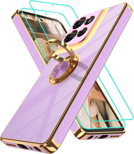 Vista 292 de Funda para Motorola Moto G 5G 2024: Funda Moto G Play 5G 2024 con 2 piezas de protectores de pantalla, soporte de anillo de rotación de 360°