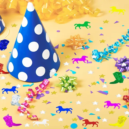 Vista 7 de Confeti Western Confetti West Cowboy Patrick Horse Boot Table Confetti Party Favor 1.5 onzas