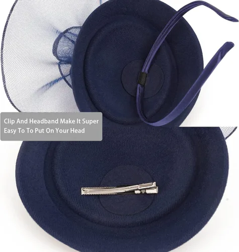 Vista 8 de Cizoe Sombreros de tocado para mujer, sombrero de pastillero de los años 20, 30, 50, vintage, pluma, boliche, velo, boda, té, fiesta, sombrero