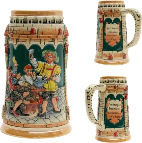 Vista 3 de Essence of Europe Gifts 0.6 litros OktoberfestHaus Beer Stein German Saying Das Leben Ist Ein Wurfelspiel Wir Wurfeln All Tage