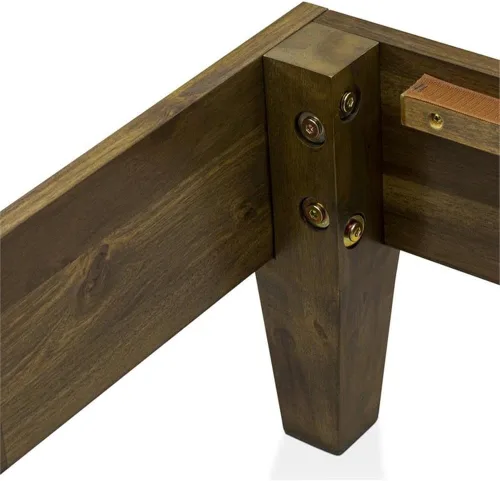 Vista 8 de East West Furniture NVP-22-F Marco de cama de tamaño matrimonial con 4 patas de madera dura y 2 patas centrales adicionales, acabado de nogal