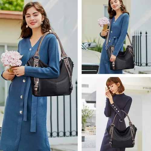 Vista 3 de Over Earth Bolsos de cuero genuino para mujer, bolso de hombro Hobo para mujer