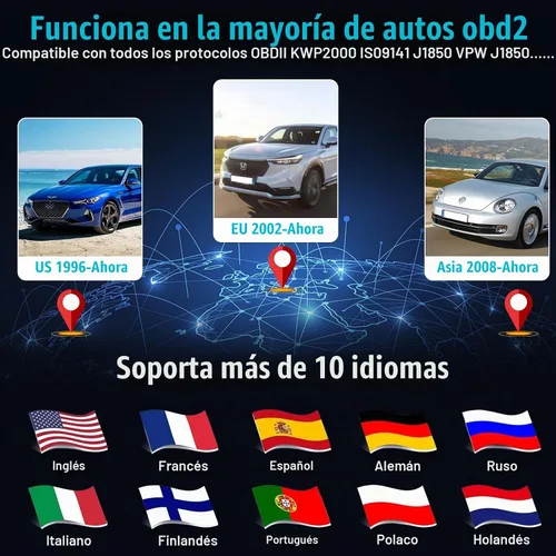 Vista 8 de Escáner OBD2 de Configuración Fácil Plug-Play: Lector de Códigos Profesional para Borrar y Restablecer Códigos de Error del Motor, Herramientas