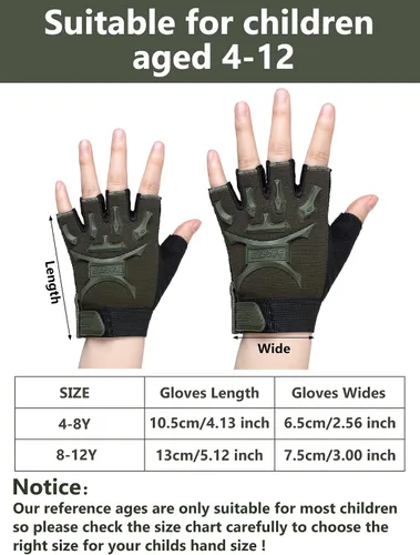 Vista 3 de SATINIOR 4 Pairs Kids Cycling Gloves Half Finger Bike Gloves Non-Slip Mitten Sport Gloves for Boys and Girls