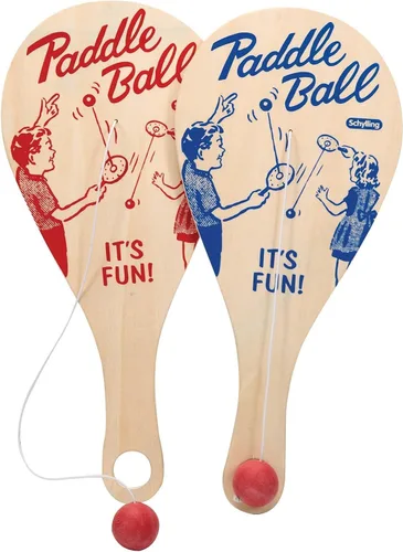 Vista 4 de Schylling Pelota de Paleta – Juego Clásico Hecho con Madera Real – Edades 5 y Más – Una Pieza