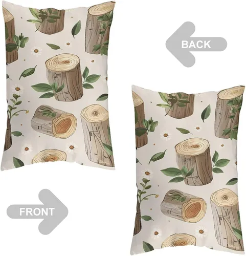 Vista 4 de Pillowcases Set of 2 Pillow Shams Breathable Soft Pillow Covers with Envelope Closure Birch Stump Pattern Pillowcases Standard Size 12 "x20 Cooling