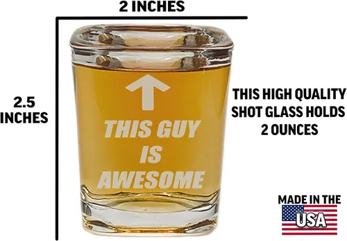 Vista 3 de Rogue River Tactical Premium Square Funny This Guy is Awesome Shot Glass Regalo para él, marido, papá, padre