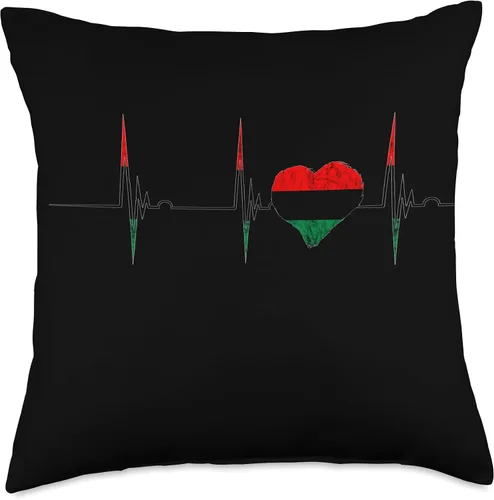 Vista 5 de Pan African Pride Black History Heartbeat EKG Pulse Black History Pan African UNIA Flag Throw Pillow, 16 x 16 pulgadas, multicolor