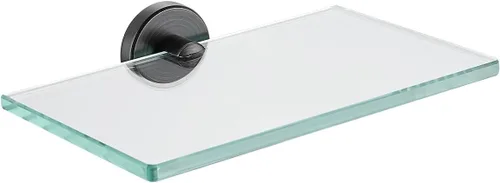 Vista 47 de JQK Pequeños estantes flotantes de vidrio negro, repisas de exhibición de 4 pulgadas para pared, mini decoración, sala de estar, dormitorio, baño