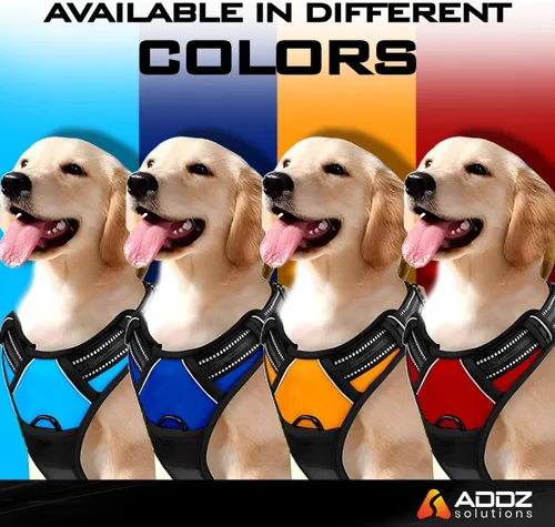 Vista 2 de Arnés antitirones para perro, reflectante, tamaños para cachorros y perros grandes (negro, mediano)