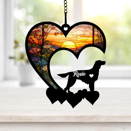 Vista 24 de NAZENTI Atrapasoles personalizado de sabueso afgano, adorno conmemorativo personalizado para la pérdida de mascotas, regalo de condolencia