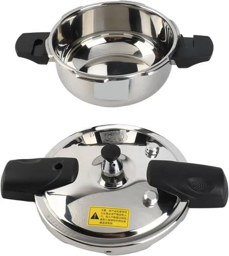Vista 5 de Yctze Mini olla a presión de acero inoxidable, 1.8L, a prueba de explosiones, detección automática de presión, tapa de bloqueo