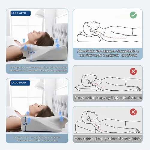 Vista 6 de Almohada cervical para el cuello, almohada contorneada de espuma Blanco