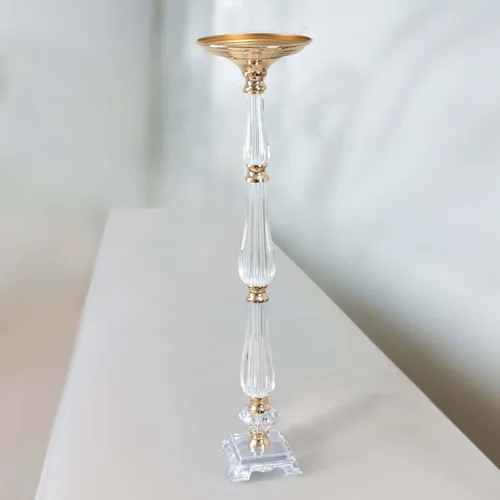 Vista 15 de Efavormart - Juego de 2 jarrones de trompeta con cuentas doradas de cristal para mesa de boda, 23 pulgadas de alto