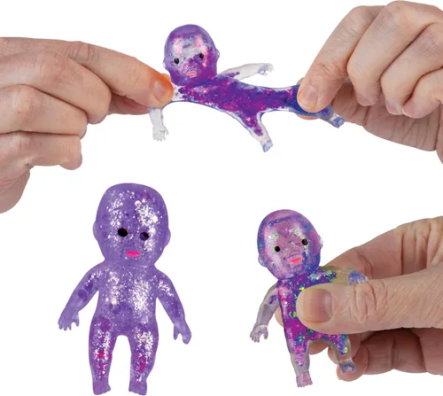 Vista 4 de ORB Curiosities Sugar Swaps Twinsies Babies - 1 morado y 1 rosa brillante azúcar bebé Squishy juguetes para estirar, apretar, coleccionar, comerciar