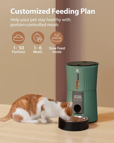 Vista 6 de Petory Comederos automáticos temporizados para gatos, dispensador programable de alimentos secos de 4 litros para gatos y perros pequeños