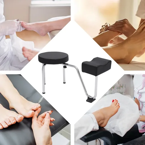 Vista 4 de Reposapiés de pedicura, taburete ajustable para pies, reposapiés, reposapiés, pedicura, soporte para reposapiés para Nail Tech Spa, salón de Negro