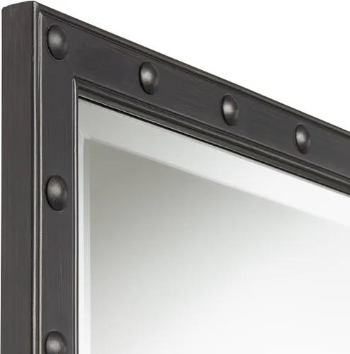 Vista 4 de Uttermost Braddock - Espejo de pared rectangular decorativo con marco de metal negro moderno, biselado de 28 pulgadas de ancho, decoración