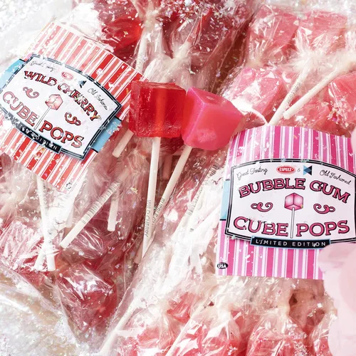 Vista 5 de Chupetas de Caramelo Duro en Cubo: Paquete de Chupetas con Sabor Envueltas Individualmente por Espeez - Paletas Cuadradas de Fiesta Estilo Antiguo